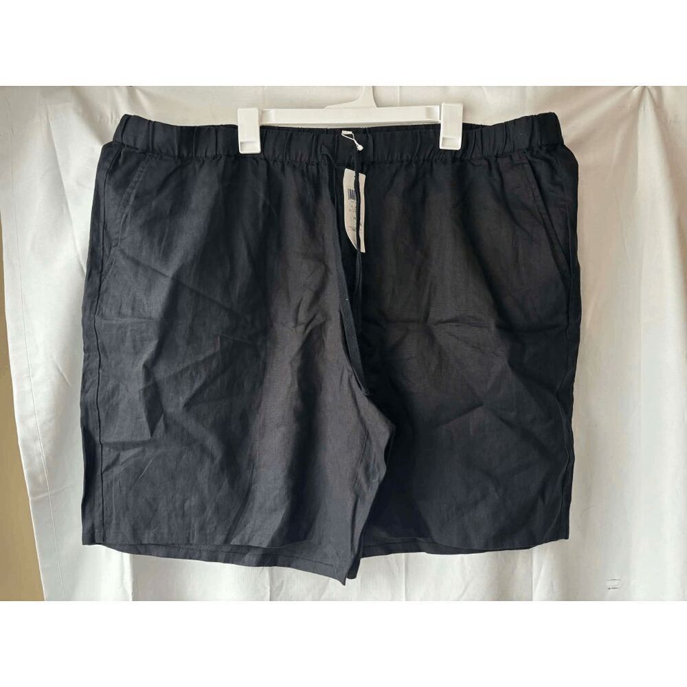 Eileen Fisher Organic Linen Mid Thigh Shorts in Black Womens Size 3X